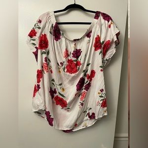 Old Navy White Floral Off the Shoulder Women’s Blouse 3x